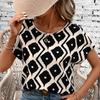 Fashion Women Black Dot Printing Print T Shirt Funny Casual O-neck Short Sleeves T-shirt Summer Female Tee Shirt