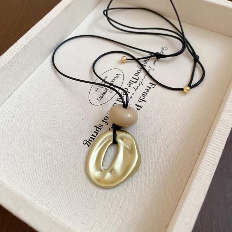 Корейское минималистичное геометрическое ожерелье с длинной подвеской для женщин, регулируемое, универсальное, модный аксессуар