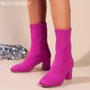 Женские зимние сапоги на высоком каблуке, сексуальные массивные туфли до середины голени, женские зимние сапоги-челси 2024 года, элегантные туфли-лодочки, сексуальные женские ботинки