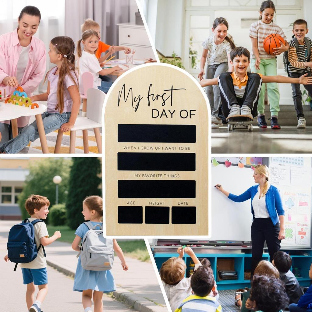 Portable 7X11Inch Chalkboard 1st Day Of School Sign Reusable Wood Board Last Day Of School Sign for Kids Lasting Memories