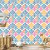 Baroque Damask Wallpaper in Blue, Cream and Powder Pink 50x1000