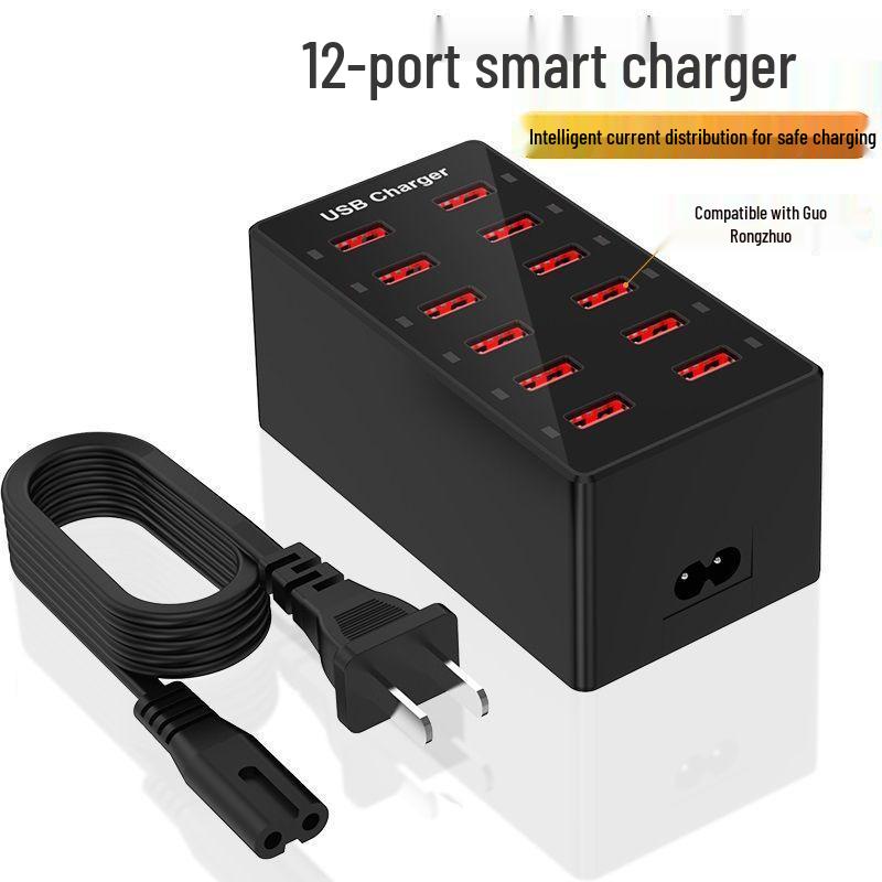 12-портовое многофункциональное умное USB-зарядное устройство высокой мощности для телефонов