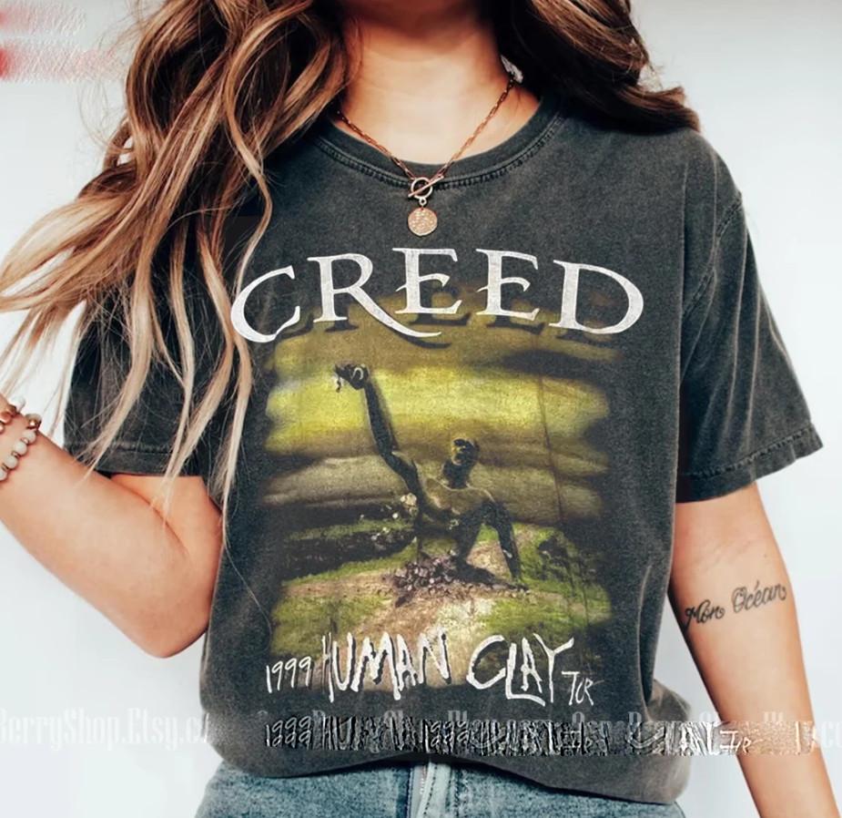 Винтажная футболка Creed Band Human Clay Тур 1999 года, Футболка для фаната Creed Band, Унисекс Унисекс Футболка