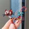 Fashion Lovely Simulation Pearl Bow Cat Brooch Pin For Women Colorful Enamel Brooch Pin Coat Clothing Accessories Jewelry Gifts