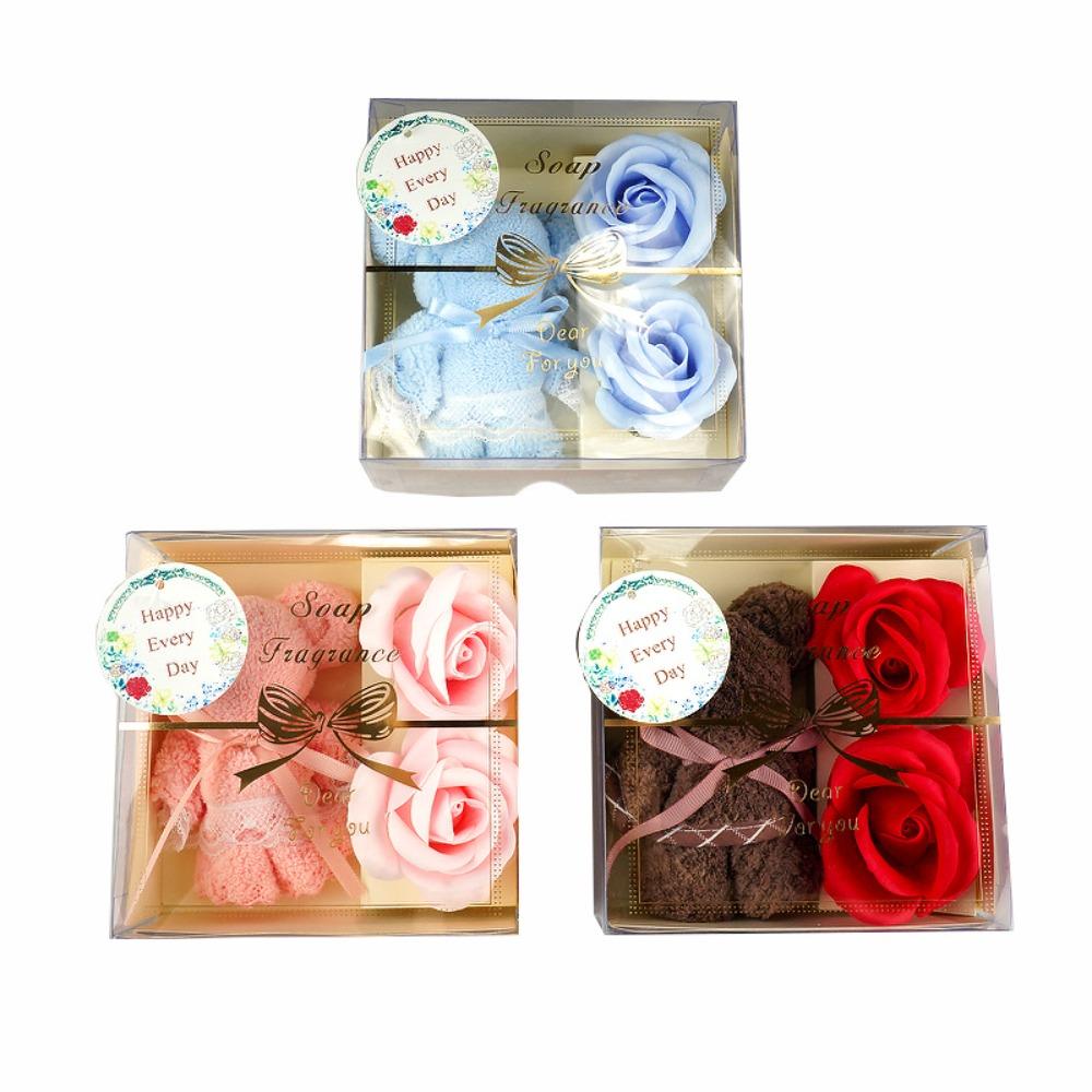 Rose Festival Gifts Soap Flower Towel Bear Gift Box Towel Bear Soap Flower Gift Box Birthday Party
