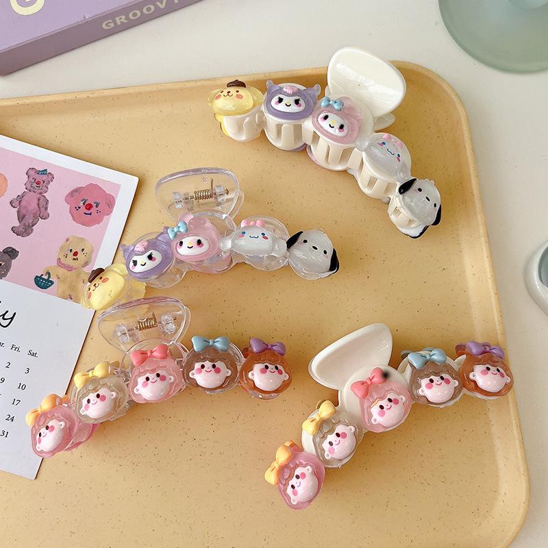 Прозрачный зажим-коготь для волос Sanrio Kuromi: Большой летний мультяшный аксессуар для волос