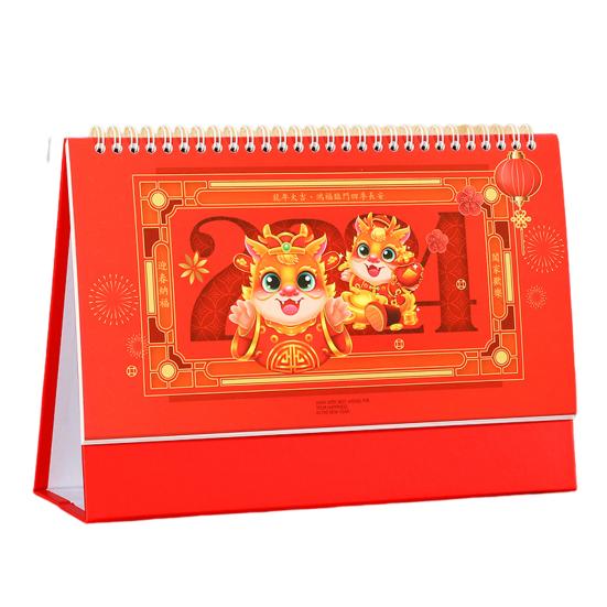 Настольный календарь на 2024 год, яркий цвет, плавное письмо, китайский Новый год, ежемесячный календарь, планировщик, подарок