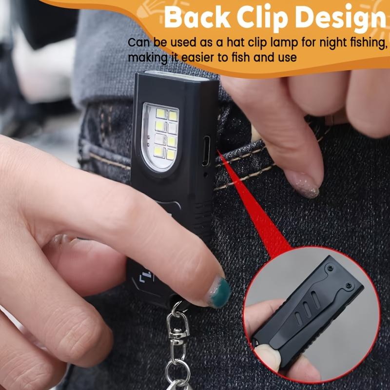 Мини светодиодный брелок-фонарик, многофункциональный ручной фонарик с USB-зарядкой, наружный фонарик с зажимом на кепку, для кемпинга, походов, рыбалки, чрезвычайных ситуаций