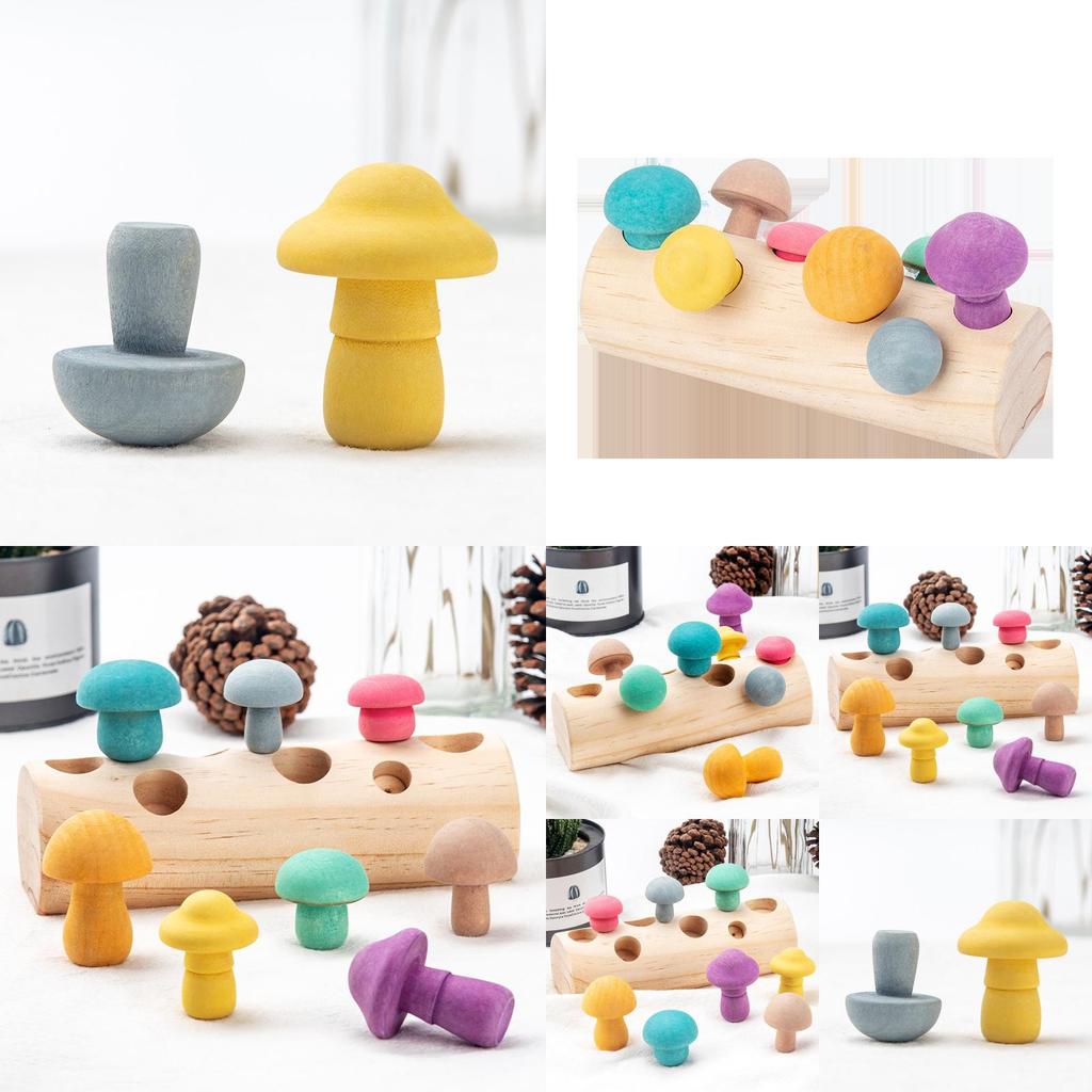Wooden Mushroom Picking Game For Early Education And Focus Training
