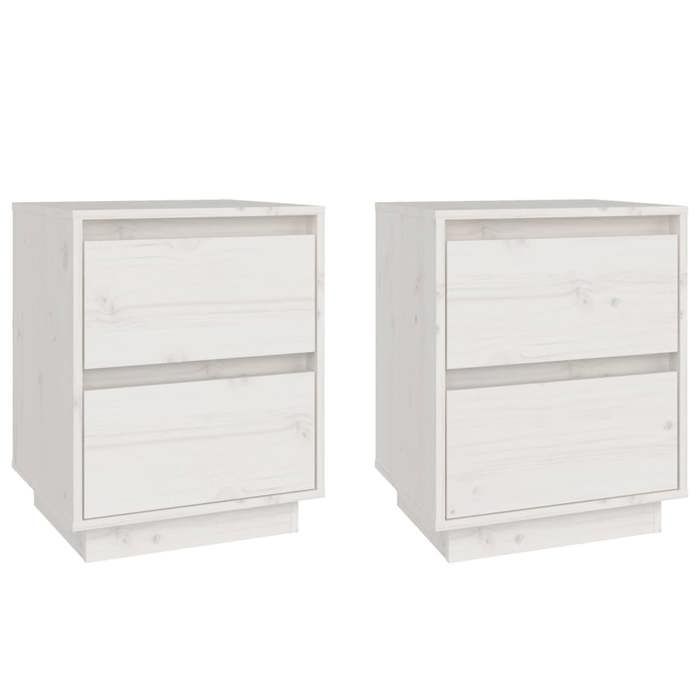 Table de chevet - Maison Exclusive - Bois de pin massif - Blanc mat - 40x35x50 cm