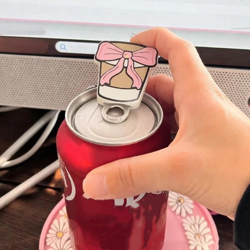 Non Slip Bow Keychain Bottle Opener Beautiful Practical Cute Aesthetic 2 in 1 Bow Keyring Plastic Bow Tie Shape Soda Can Opening