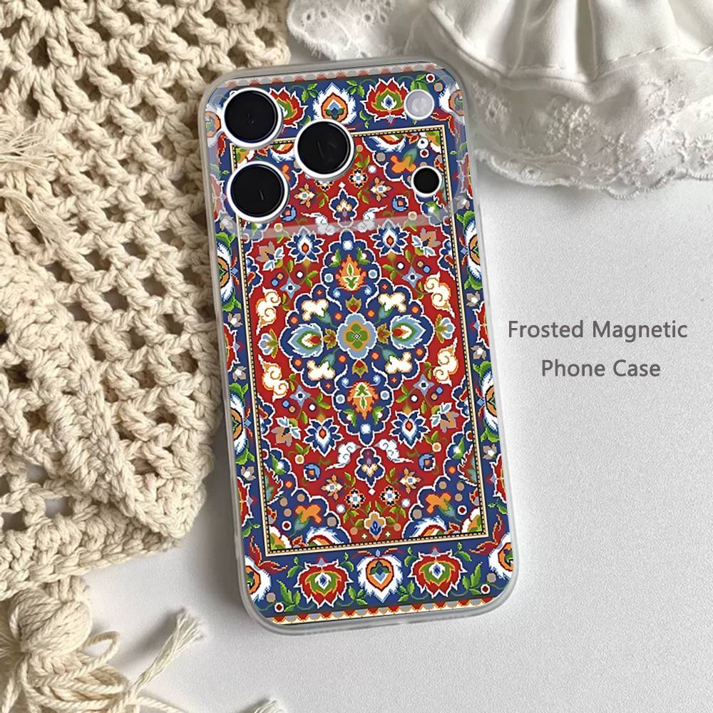 ВИНТАЖНЫЙ ПЕРСИДСКИЙ УЗОР Ковер Для iPhone 11,12,13,14,15,17,16,Pro,Plus,E,Max,Air,Mini Прозрачный Магнитный Матовый Чехол