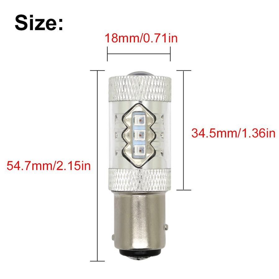2 шт. 1157 BAY15D Красная светодиодная лампа Автомобильный стоп-сигнал 80 Вт Стоп Поворот Задний фонарь 12 В