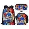 "Sonic Schoolbag Three-piece Set Primary School Bag Anime Cartoon Schoolbag Men's and Women's Backpack 26 -NMAOV"