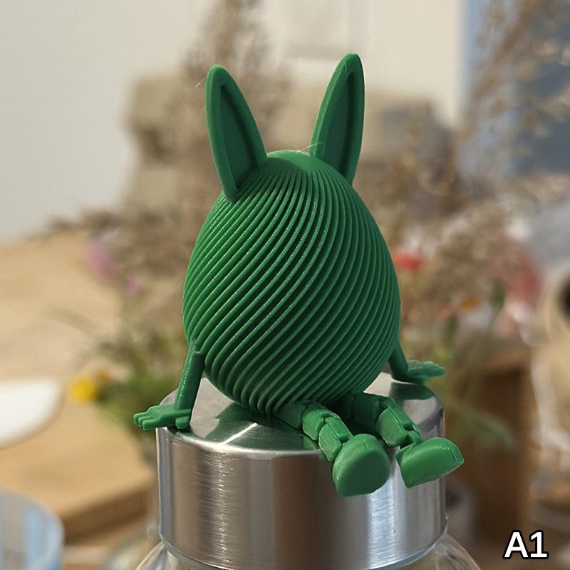 1Pc 3D Easter Rabbit Egg Ornament with Movable Joints Articulated Easter Statue for Home Office Decor Perfect Gift Idea