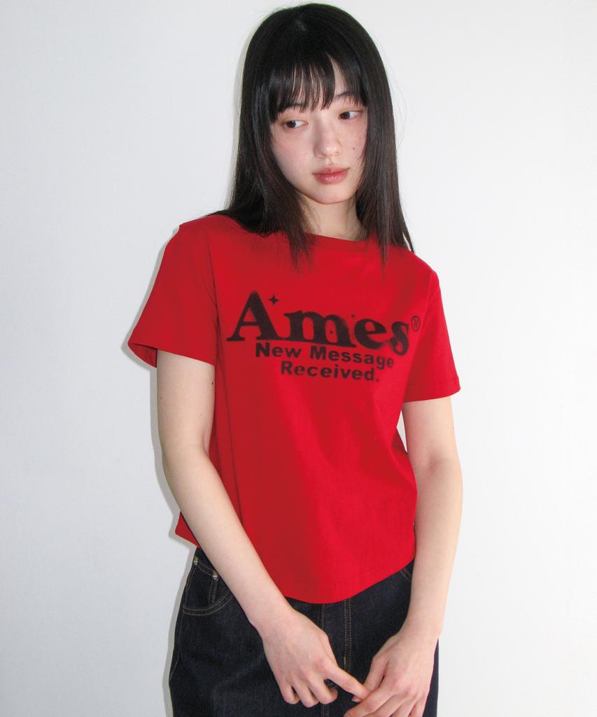 AMES-WORLDWIDE Красная укороченная футболка с круглым подолом