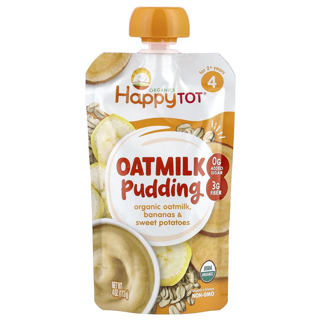 Happy Family Organics Happy Tot®, Oatmilk Pudding, 2 Years+, Organic Oatmilk, Banana and Sweet Potato, 4 Oz (113 G)