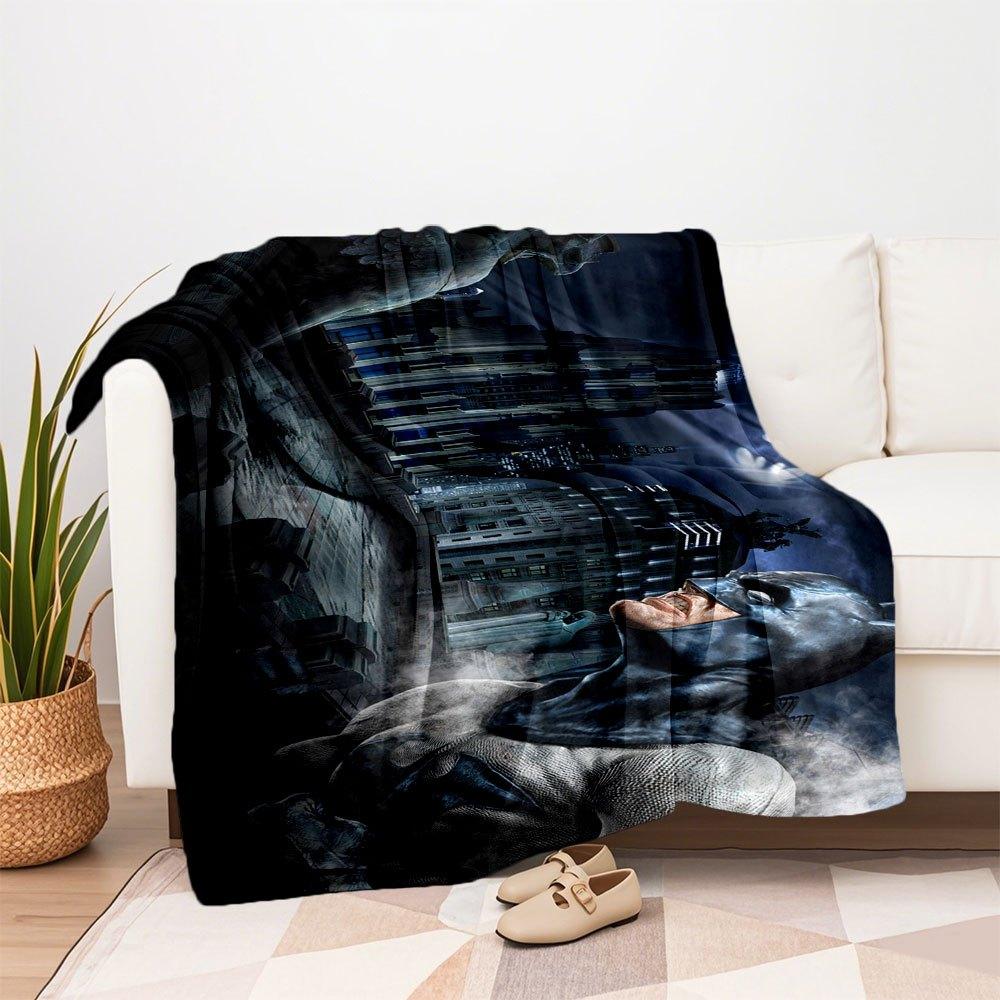 Batman: The Dark Knight Rises Gotham City Night Skyline Poster Blanket Flannel Throw Blanket for Sofa, Bed, Travel, Camping, Office, Couch, Chair