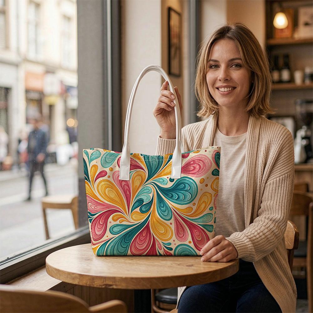 Colorful Swirl Print Tote Bag Large Capacity Daily Casual Shoulder Bag for Women