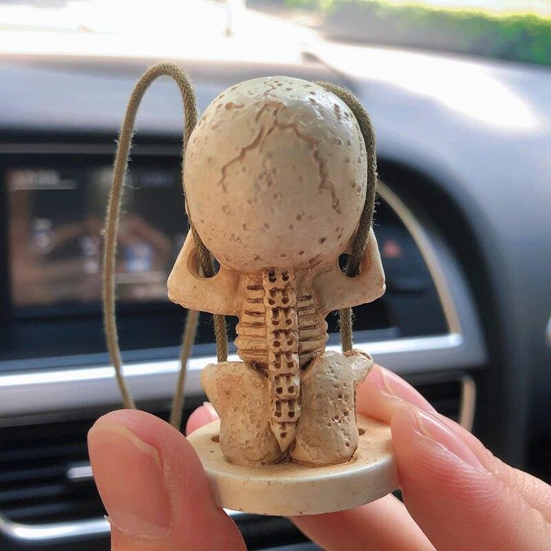 Забавный скелет-качели-призрак, украшение интерьера автомобиля, скелет из смолы, авто зеркало заднего вида, подвеска для автомобильных аксессуаров, интерьер