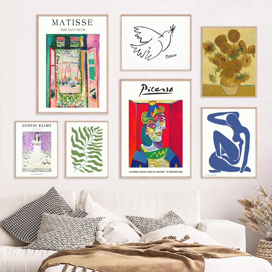 Абстрактные Пикассо Матисс Ван Гог Япония настенные художественные принты холст живопись эклектичный плакат на скандинавскую тему настенные панно Декор в гостиную
