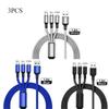 1-4Pcs 3 In 1 USB Charger Fast Charging Cable Type C Micro IOS Multi Charger Cable for iPhone Huawei Samsung Nylon Braided Cord