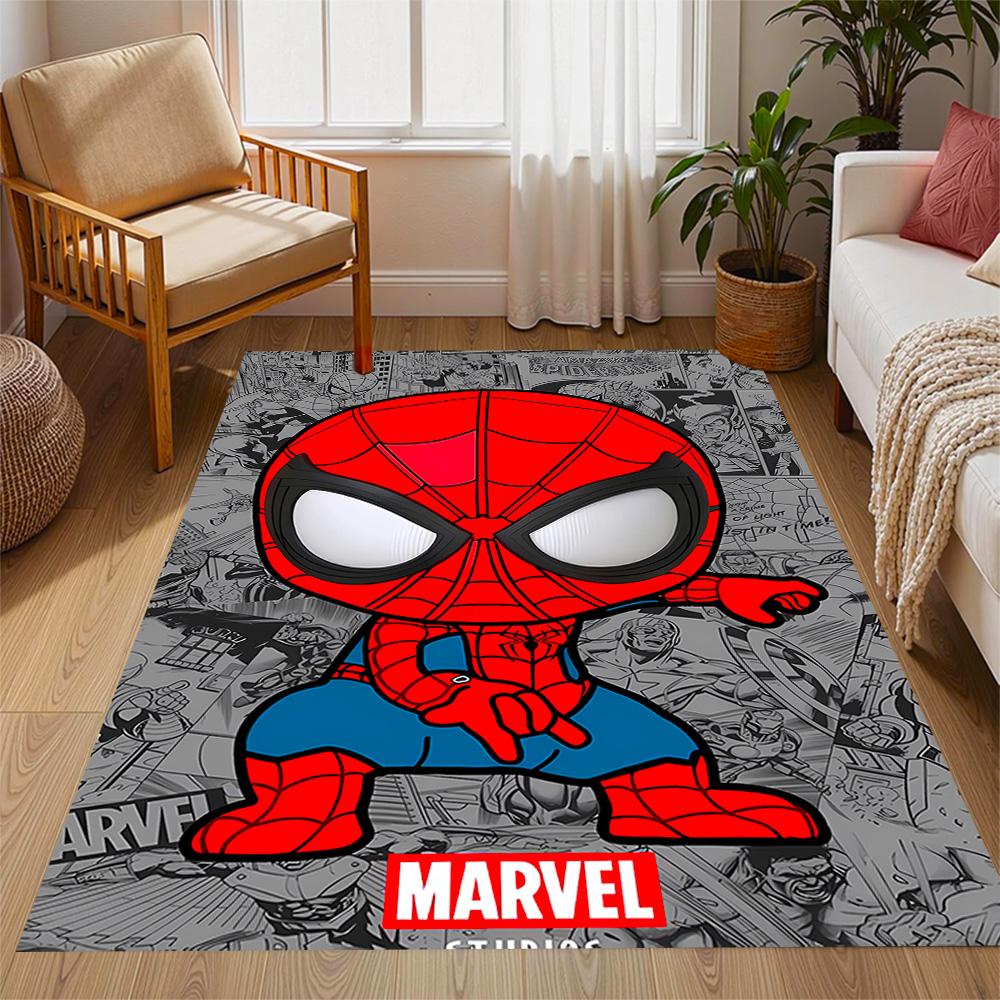 Spider-Man Red Background Non-Slip Rug - Polyester, Home Decor, Suitable for Bedrooms, Living Rooms, Entryways, and Studios