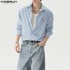Oversized Men Lapel Neck Long Sleeve Striped Casual Loose Shirts Tops
