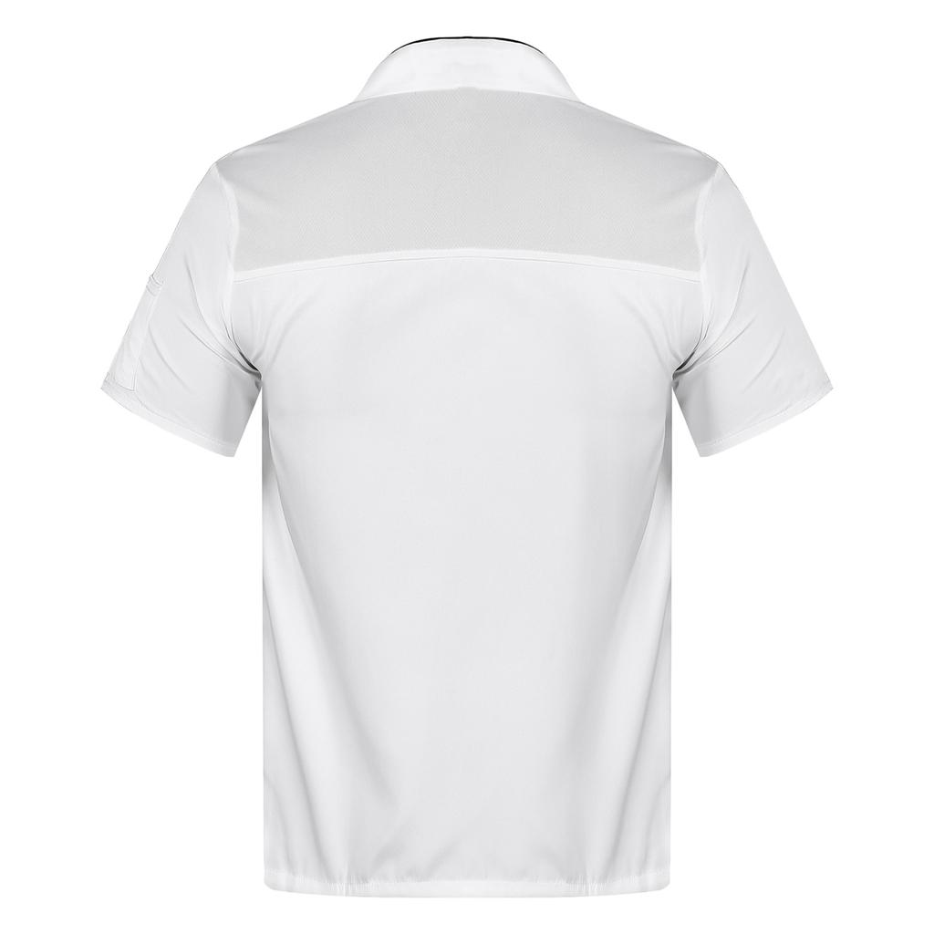 Mens Womens Unisex Chef Coat Double Breasted Design Contrast Color Trimming Cook Jacket Kitchen Uniform