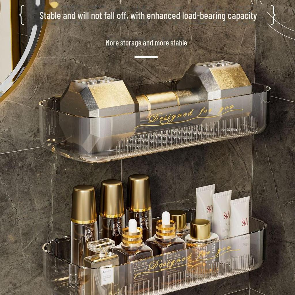 Настенная полка для ванной комнаты без отверстий для хранения туалетных принадлежностей и косметики