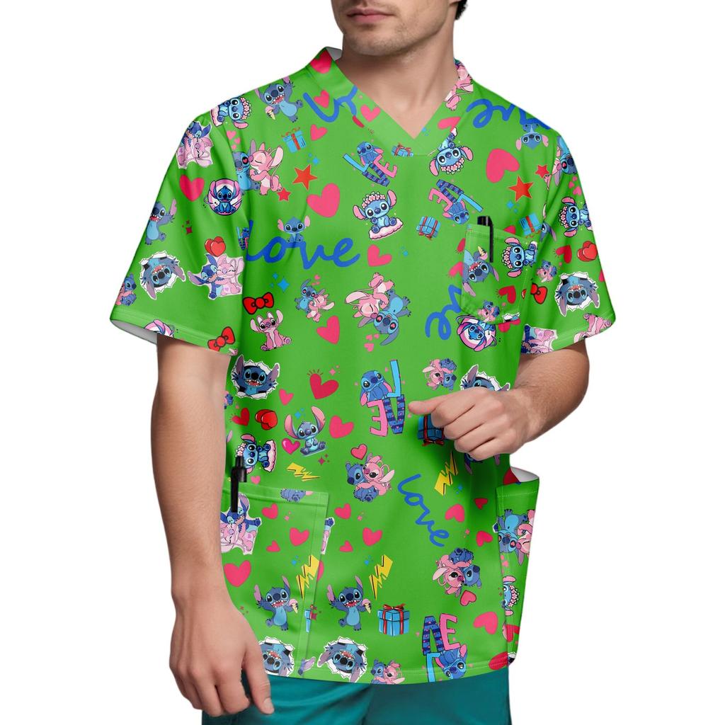 Мужской топ с коротким рукавом и V-образным вырезом с принтом нагрудного кармана