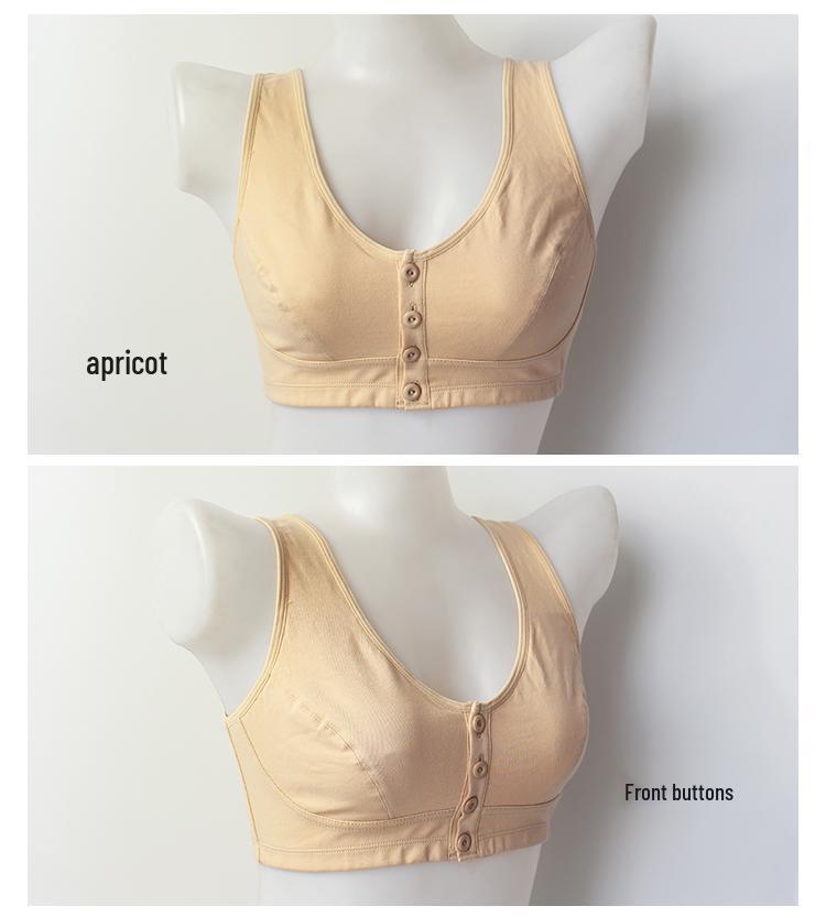 Plus Size Cotton Front-Button Bra for Middle-Aged & Elderly