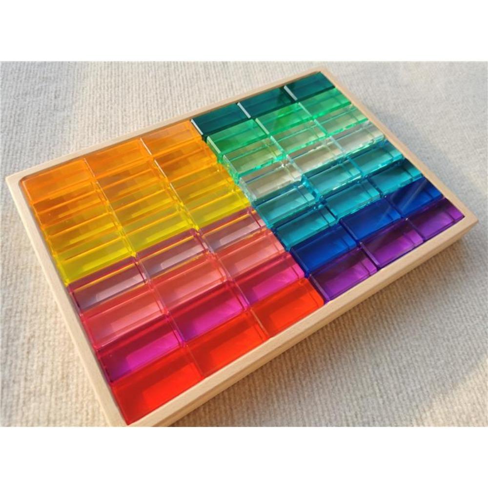 New Design Montessori Toys See Through Rainbow Lucite Stacking Blocks Acrylic HighTransparent for Kids Open Play