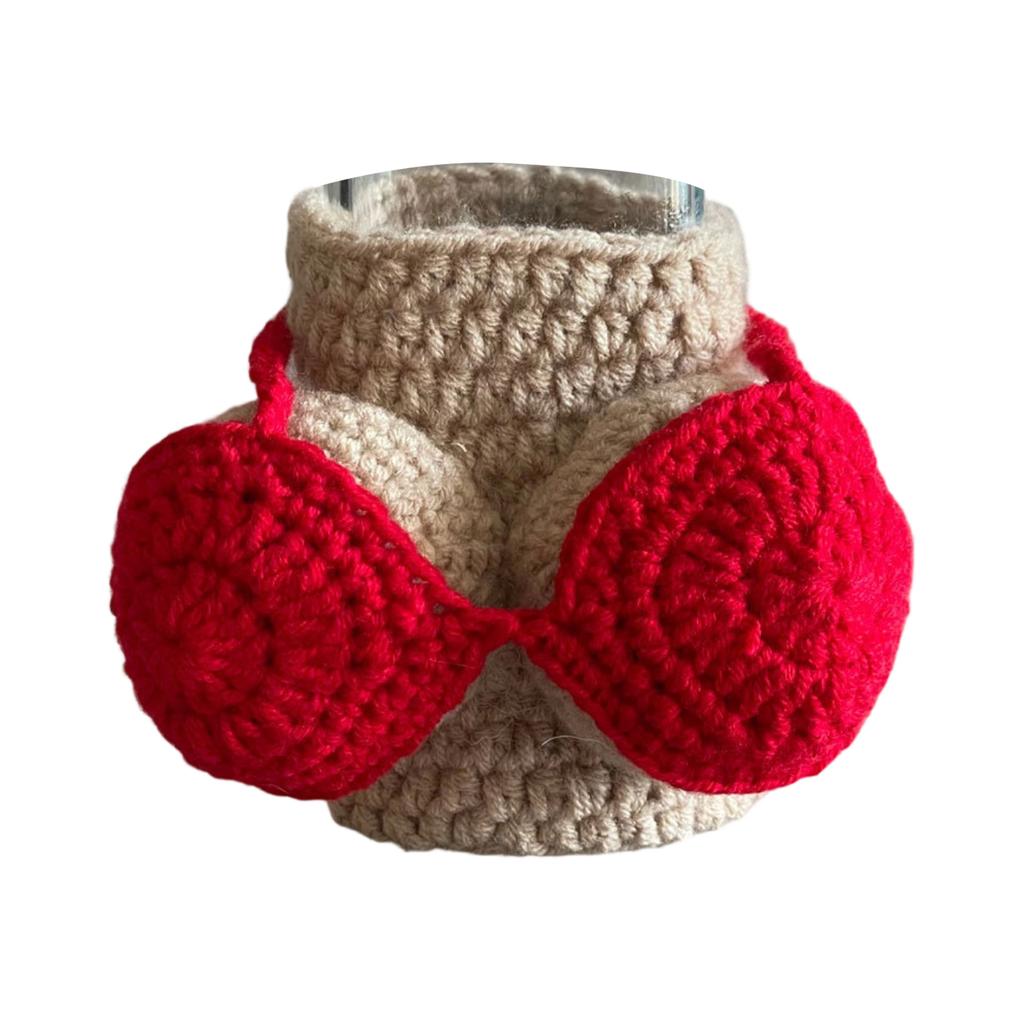 Handmade Knitted Cup Sleeve Bottle Cover Crochet Insulated Drink Holder Soft Yarn Reusable Cozy for Bottles and Cups