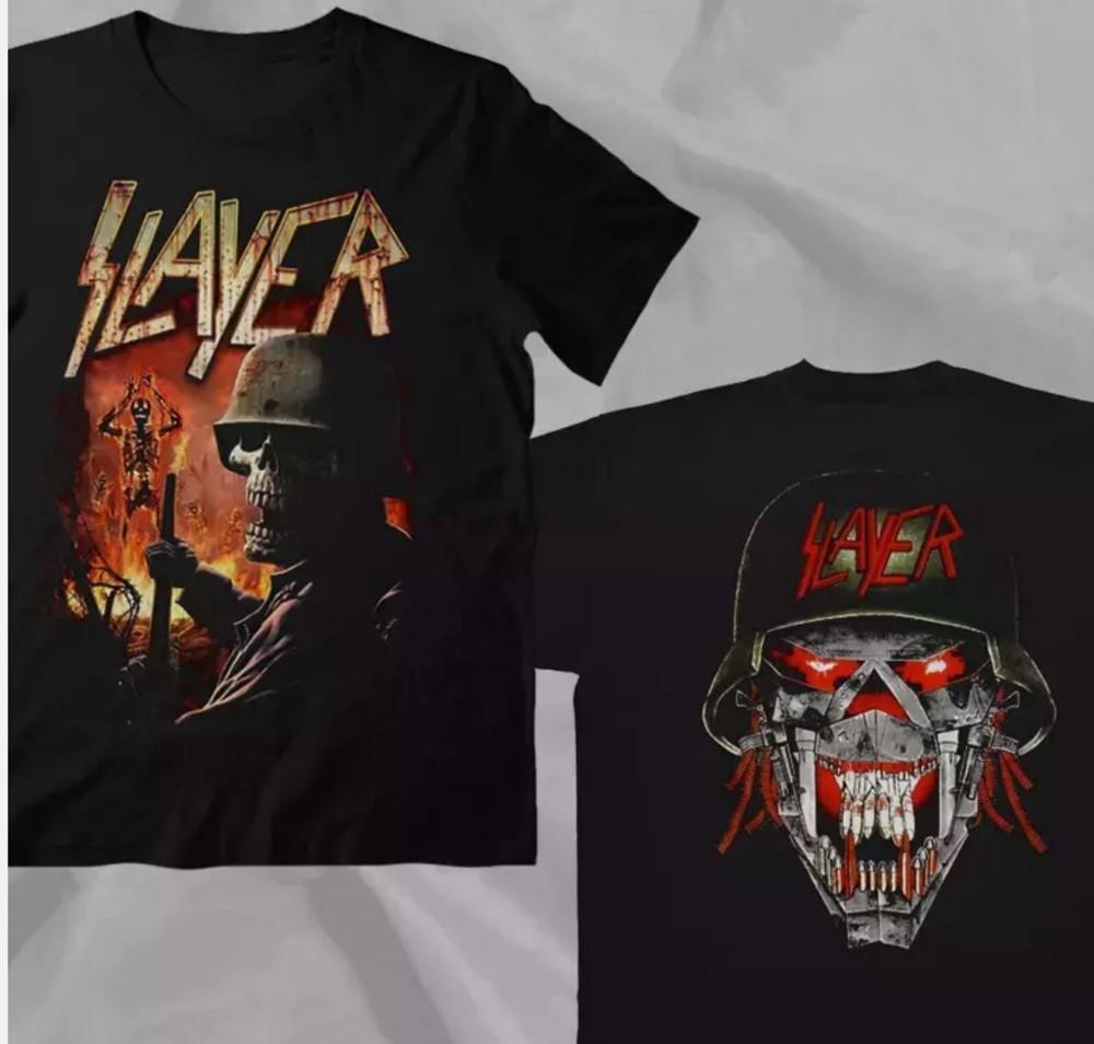 SLAYER Band Soldier Black Retro 90s Double Sided T-Shirt Unisex T-Shirt
