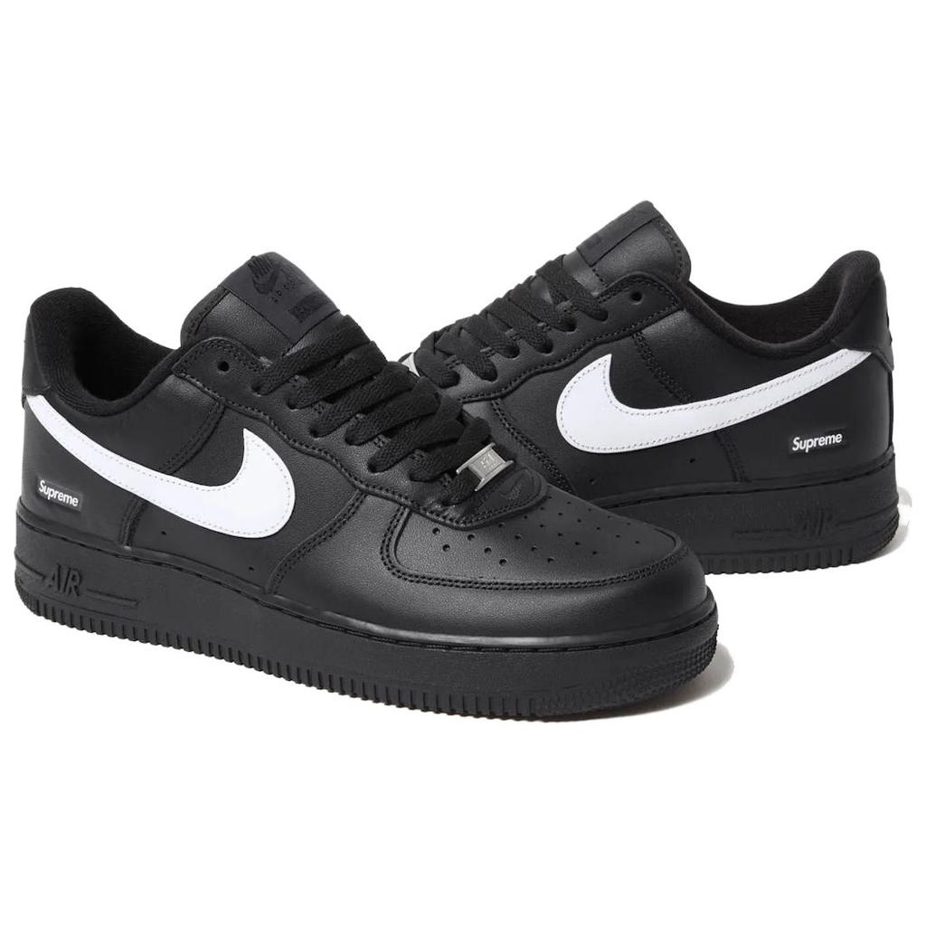 Supreme X Nike Air Force 1 Low Box Logo - Black White Unisex Sneakers CU9225-002