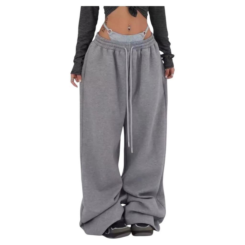 Women's 2025 Spring/Autumn Street Dance Casual Wide-Leg Sweatpants: Loose Fit, Straight-Leg Versatile Pants