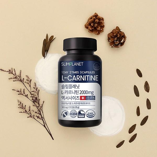 Slimplanet L-карнитин 2000 мг 1 коробка/45 г(500мг*90шт.)Сжигатель жира и усилитель энергии Max Strength для тренировок и снижения веса
