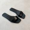 Женские новые черно-белые шлепанцы на плоской подошве, женские мюли с открытым носком и одним ремешком из натуральной кожи, женские летние шлепанцы, удобные сабо