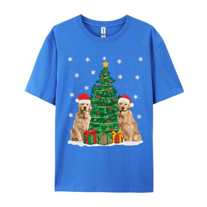 Xmas Lighting Santa Golden Retriever Tshirt Unisexs Tshirt Personalized Print T Shirt Black Best Gift Clothing