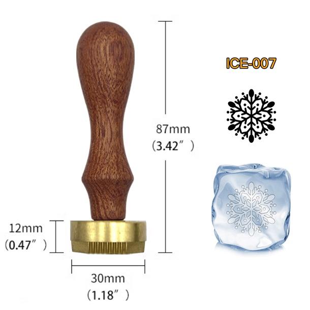 Ice Stamp With Removable Brass Head & Wood Handle - Vintage 1.18" Branding for Cubes, Cocktails, Whiskey, Mojito Drinks - Bar Making DIY Crafting