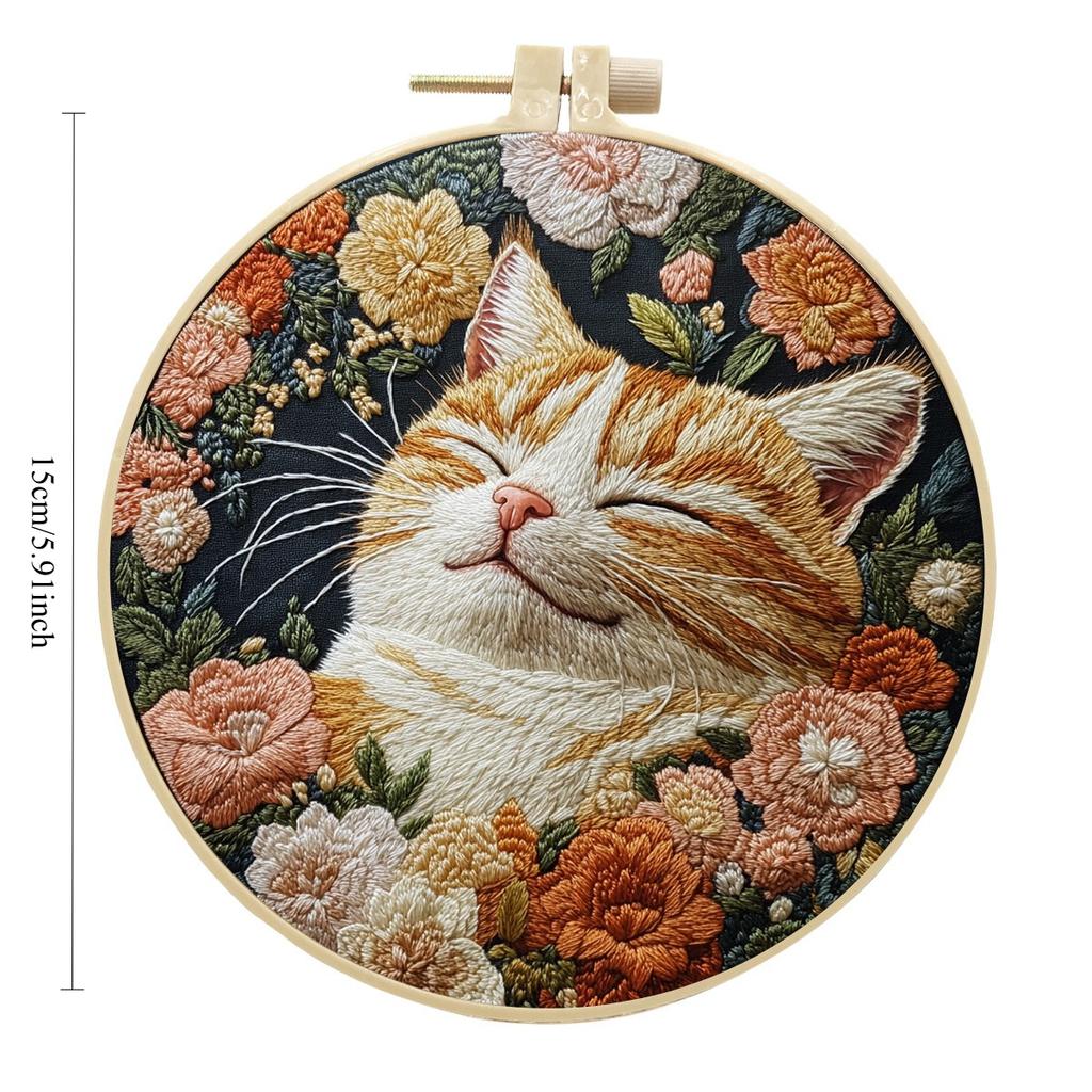 1 шт. Набор для вышивания с рисунком кошки, сделай сам, из ткани, для рукоделия, с инструментами