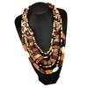 Vibrant Bohemian Style Multilayer Necklace Artistic Bohemian Multilayer Wood Neck Chain Jewelry Set for Music Festivals