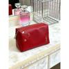 ​YSL Red Cosmetic Pouch with Gold Star Embellishments Lady Handheld Clutch Daily Essentials Organizer Pouch​