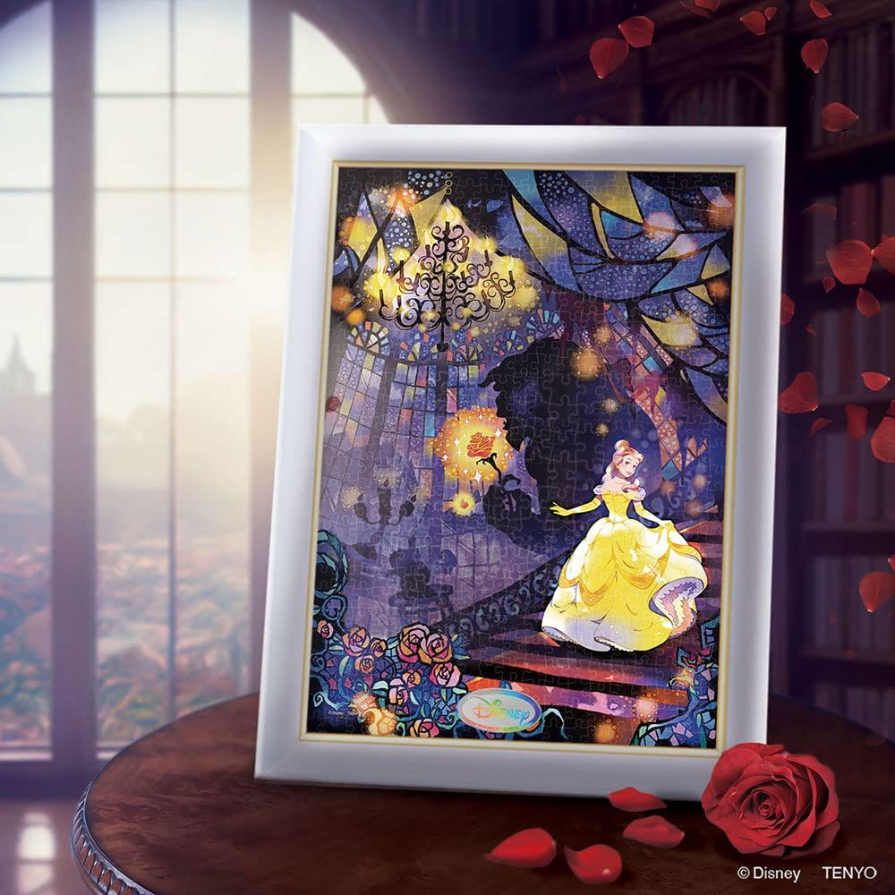 500-Piece Jigsaw Puzzle Disney "Two Hearts... (Beauty and the Beast)" Gyutto Series [Stained Art] (25x36cm)