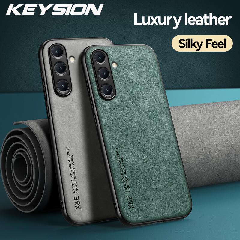 KEYSION Роскошный ретро чехол из искусственной кожи для Samsung A56 5G A36 A26 Мягкий силиконовый + противоударный чехол для телефона из поликарбоната для Galaxy A06 4G