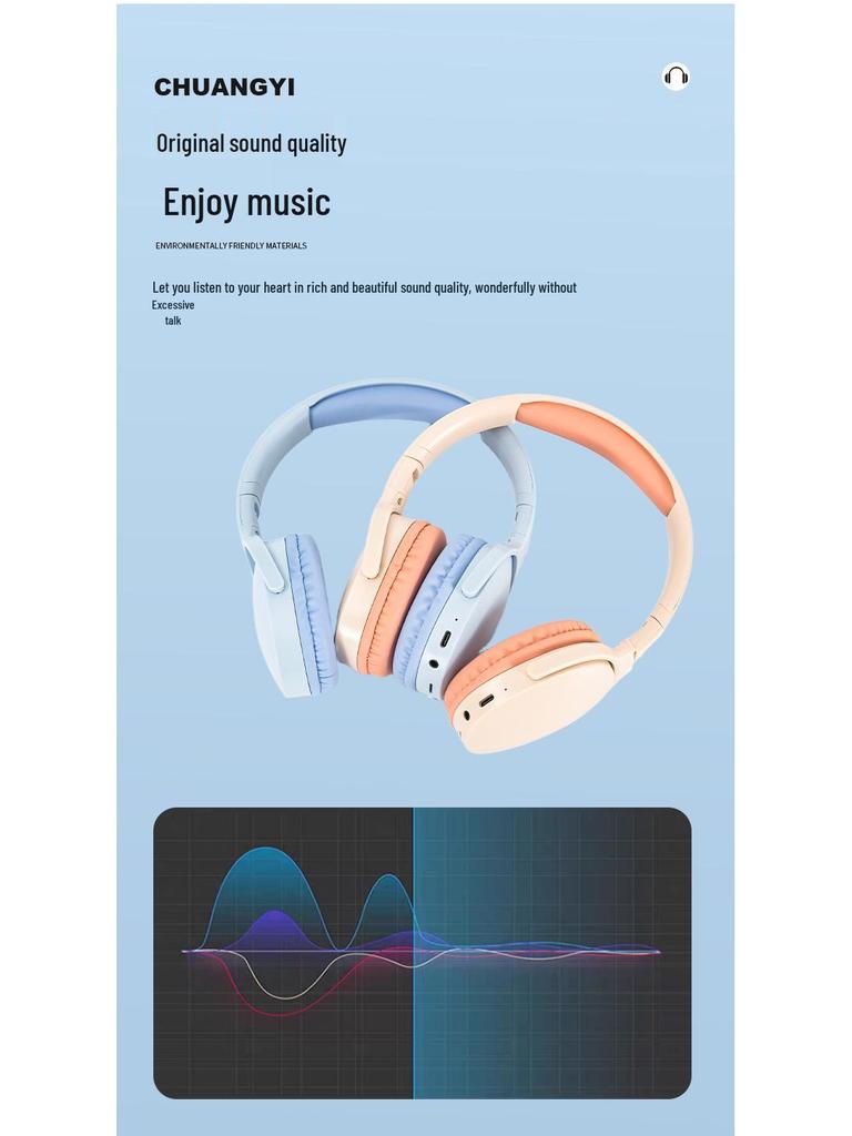 Трансграничная P2961 Bluetooth 5.3 Складная Накладная Беспроводная Гарнитура с Вставкой для Карты в Ретро Стиле.