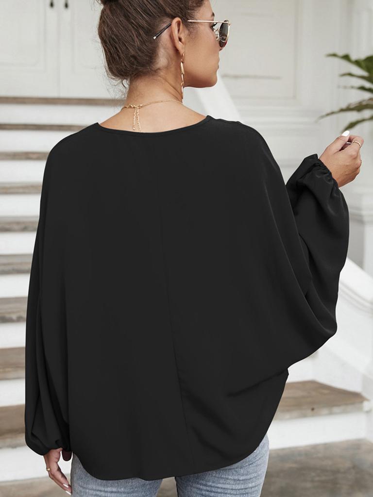 Женская блузка с рукавами «летучая мышь» и свободные рубашки с круглым вырезом