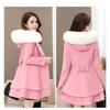 Women's Contrast Color Fur Collar Woolen Coat Nizi Coat Korean Style Slim Style