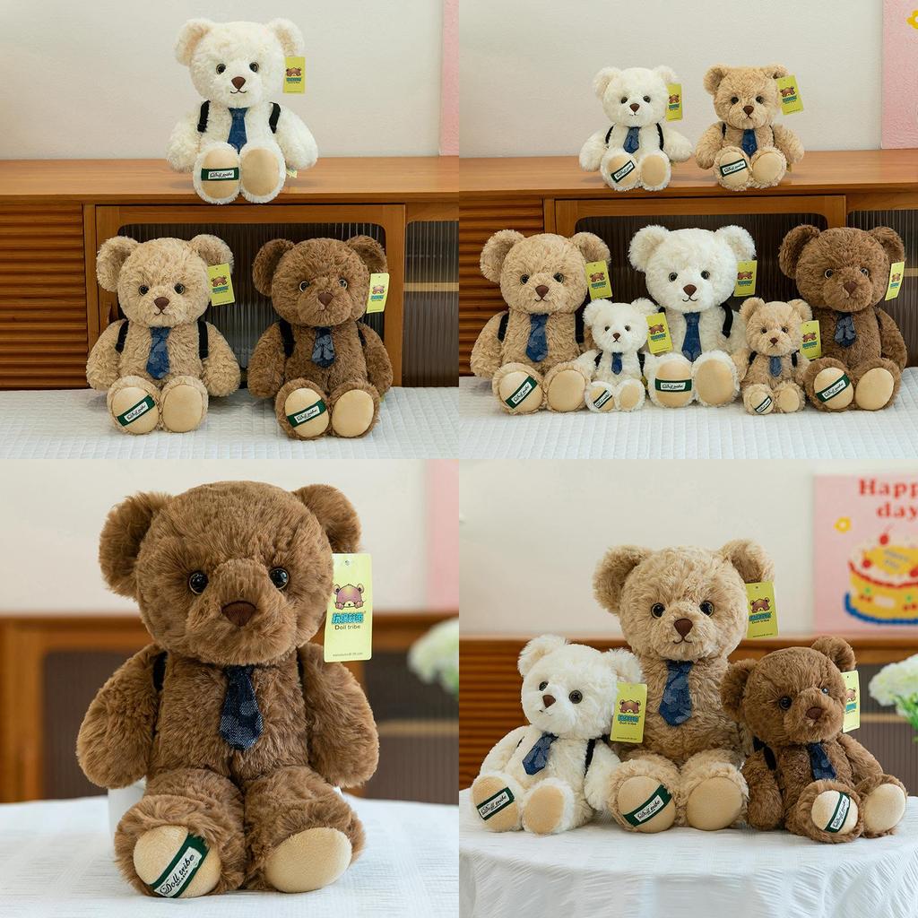 Cute Cartoon Backpack Tie Teddy Bear Plush Doll Children Companion Toy For Kids Comfort